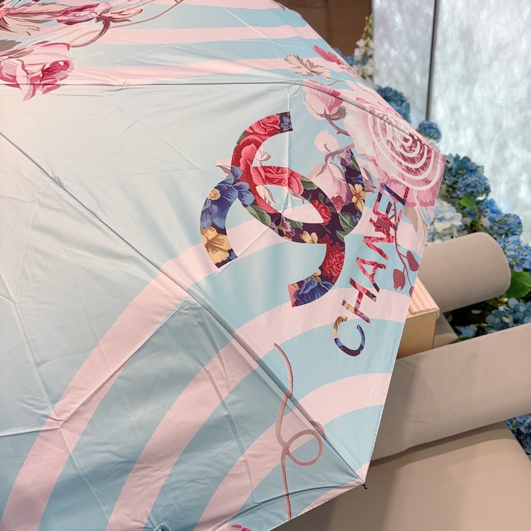 CHANEL香奈儿棒棒糖三折自动折叠晴雨伞选用台湾进口UV防紫外线伞布原单代工级品质2色