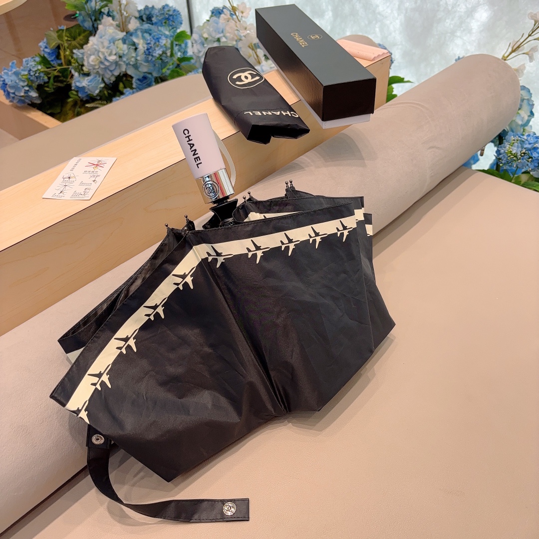 CHANEL香奈儿飞机边三折自动折叠晴雨伞选用台湾进口UV防紫外线伞布原单代工级品质2色
