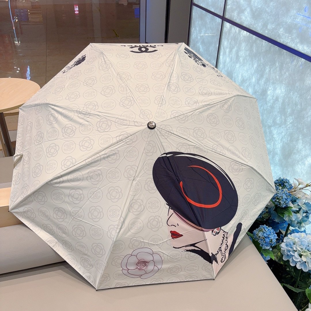 CHANEL香奈儿coco三折自动折叠晴雨伞选用台湾进口UV防紫外线伞布原单代工级品质2色