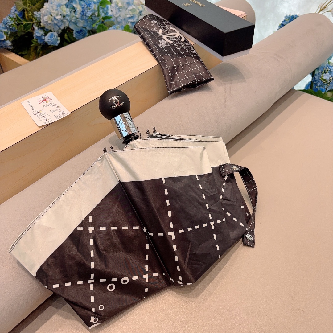 CHANEL香奈儿三折自动折叠晴雨伞选用台湾进口UV防紫外线伞布原单代工级品质2色