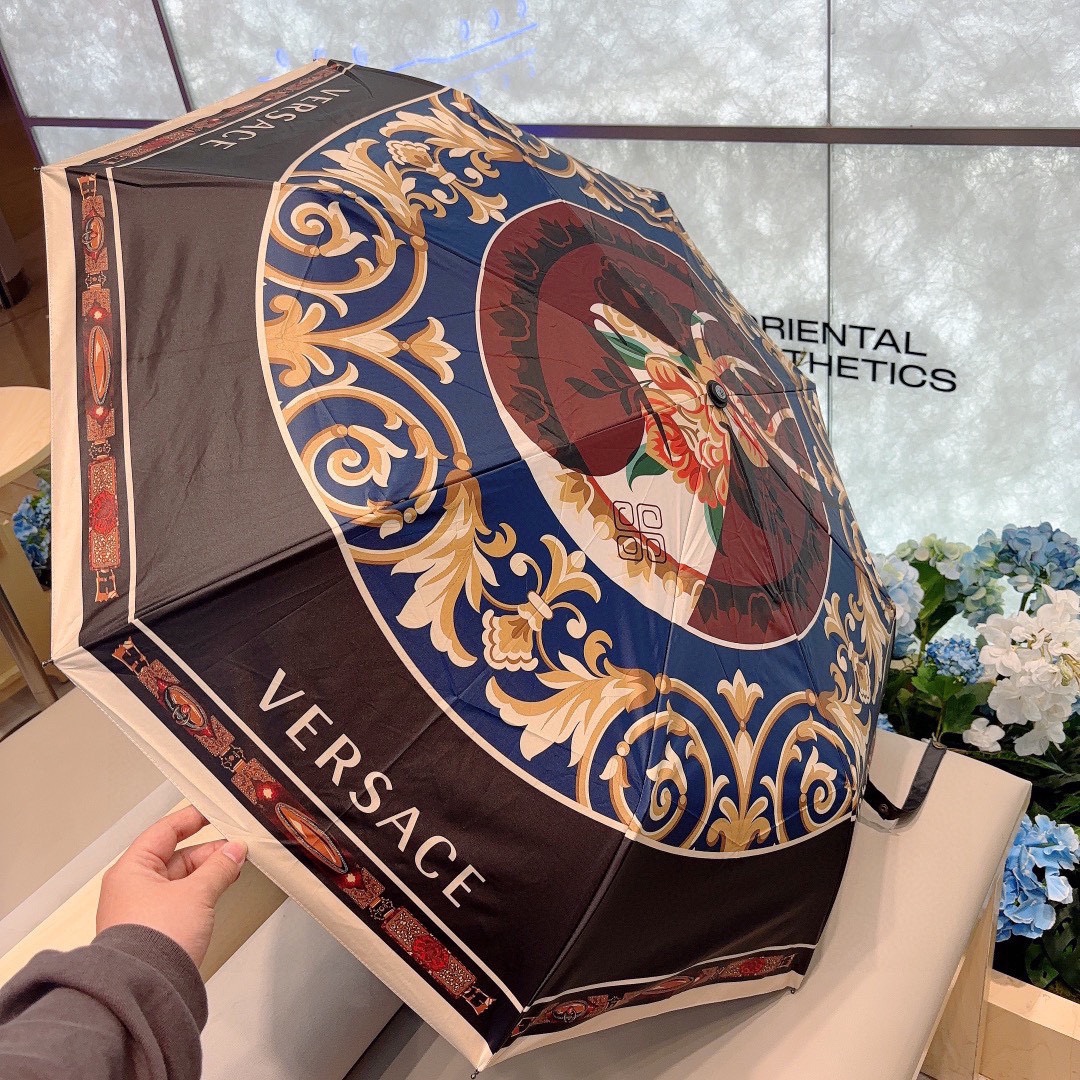 范思哲VERSACE24年新款三折自动折叠晴雨伞年度最新火爆单品原单代工级品质第一代210T碰击布防嗮拒