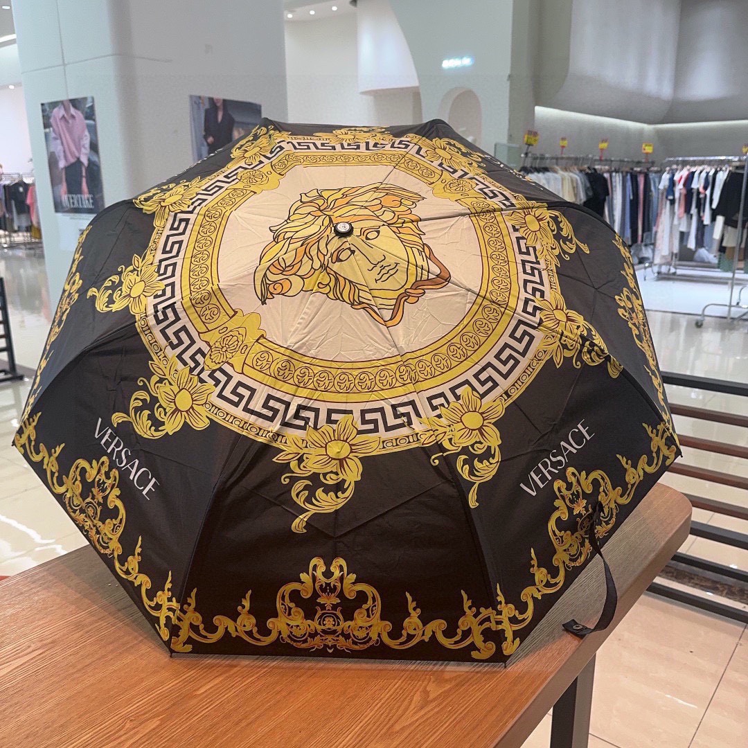 范思哲VERSACE24年新款三折自动折叠晴雨伞年度最新火爆单品原单代工级品质第一代210T碰击布防嗮拒