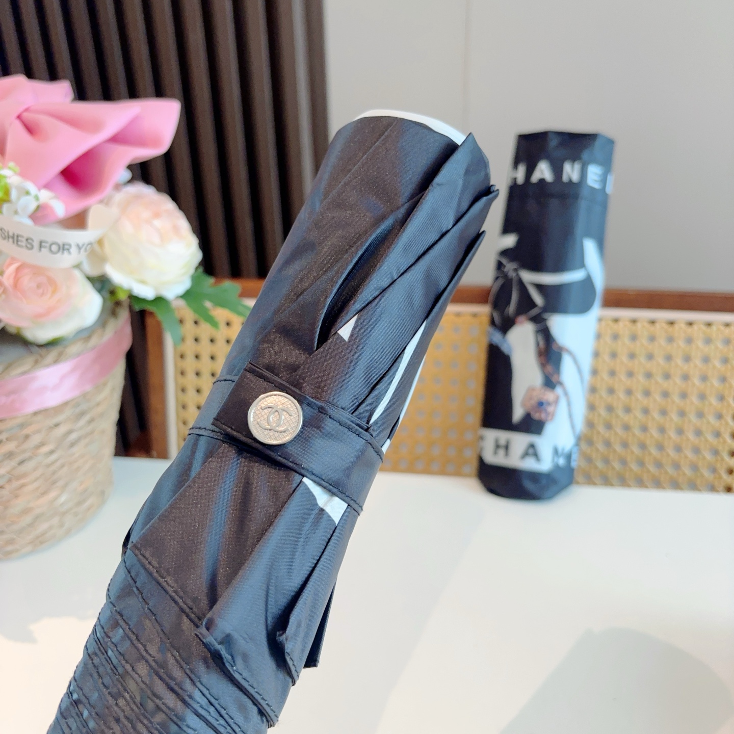  CHANEL（香奈儿）coco三折自动折叠晴雨伞 选用台湾进口UV防紫外线伞布 原单代工级品质  