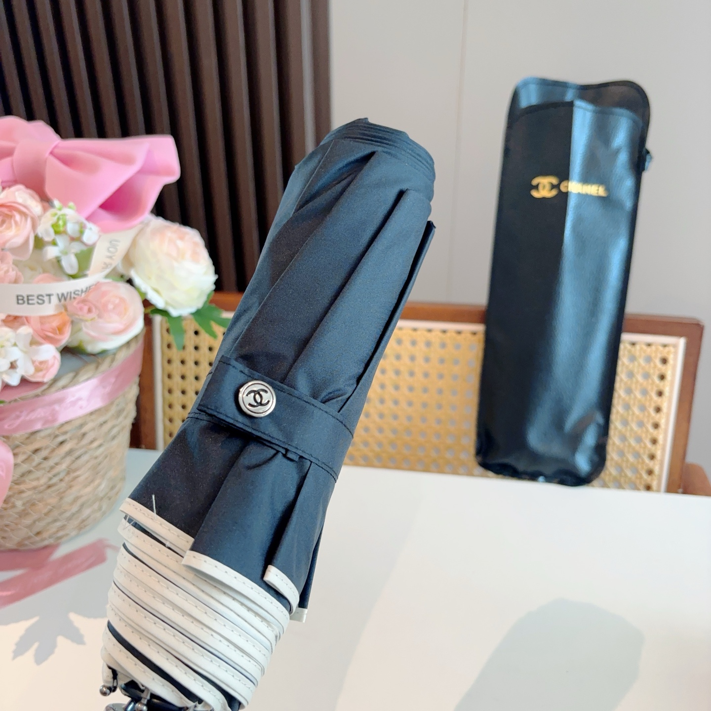  CHANEL（香奈儿）三折自动折叠晴雨伞 选用台湾进口UV防紫外线伞布 原单代工级品质  