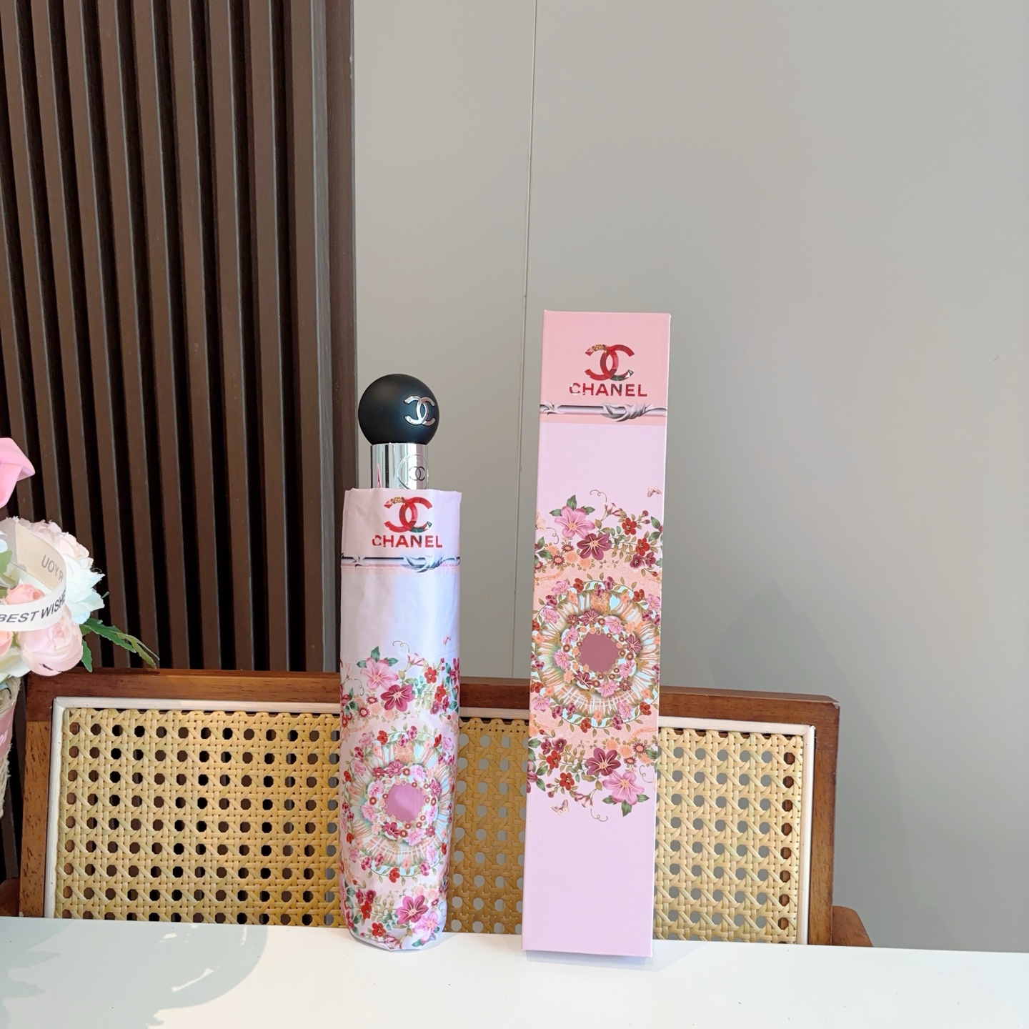  CHANEL（香奈儿）三折自动折叠晴雨伞 选用台湾进口UV防紫外线伞布 原单代工级品质  