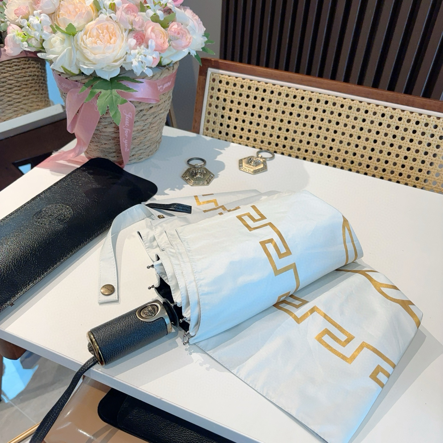  范思哲（VERSACE）新款 三折自动折叠晴雨伞 年度最新火爆单品  原单代工级品质 第一代210T碰