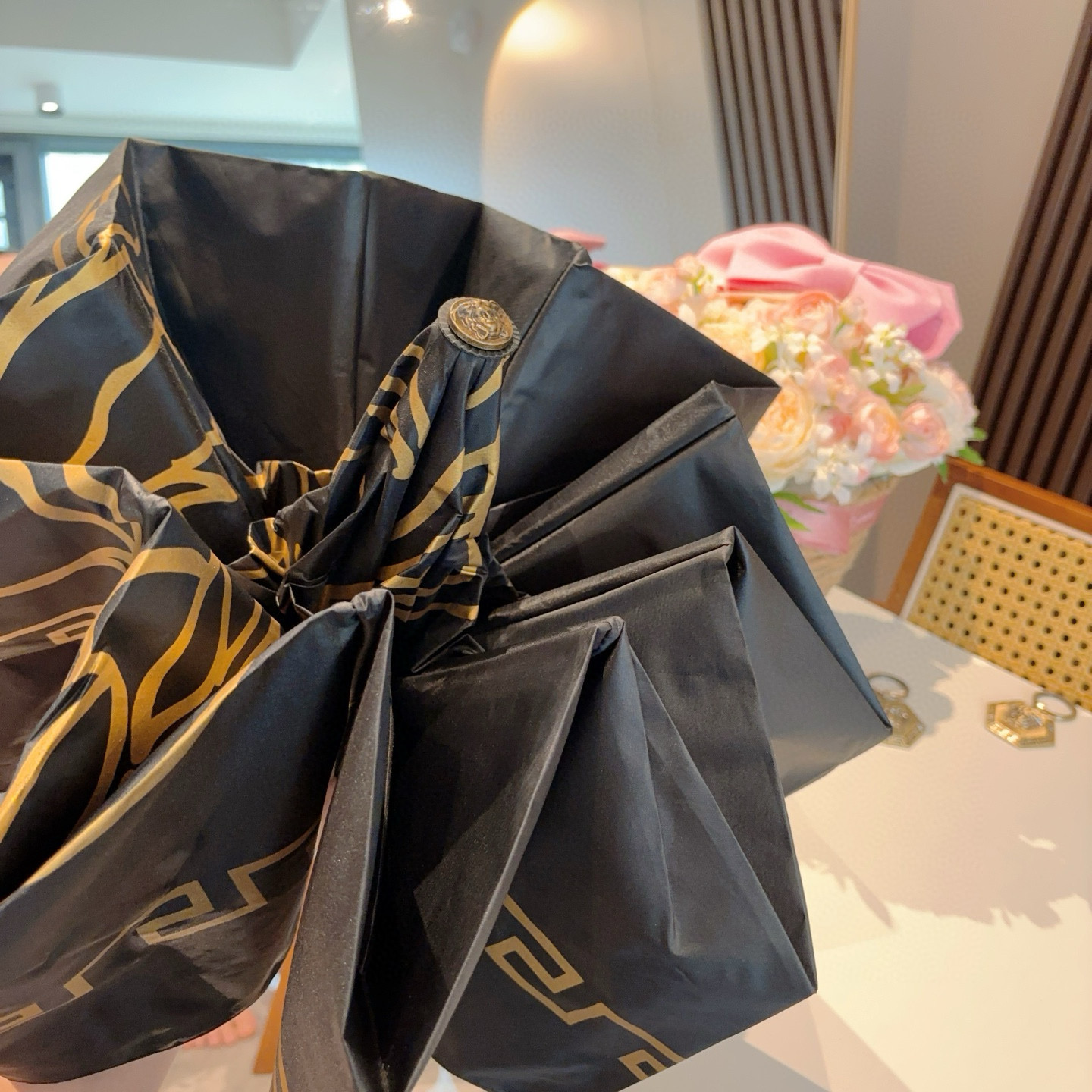  范思哲（VERSACE）新款 三折自动折叠晴雨伞 年度最新火爆单品  原单代工级品质 第一代210T碰