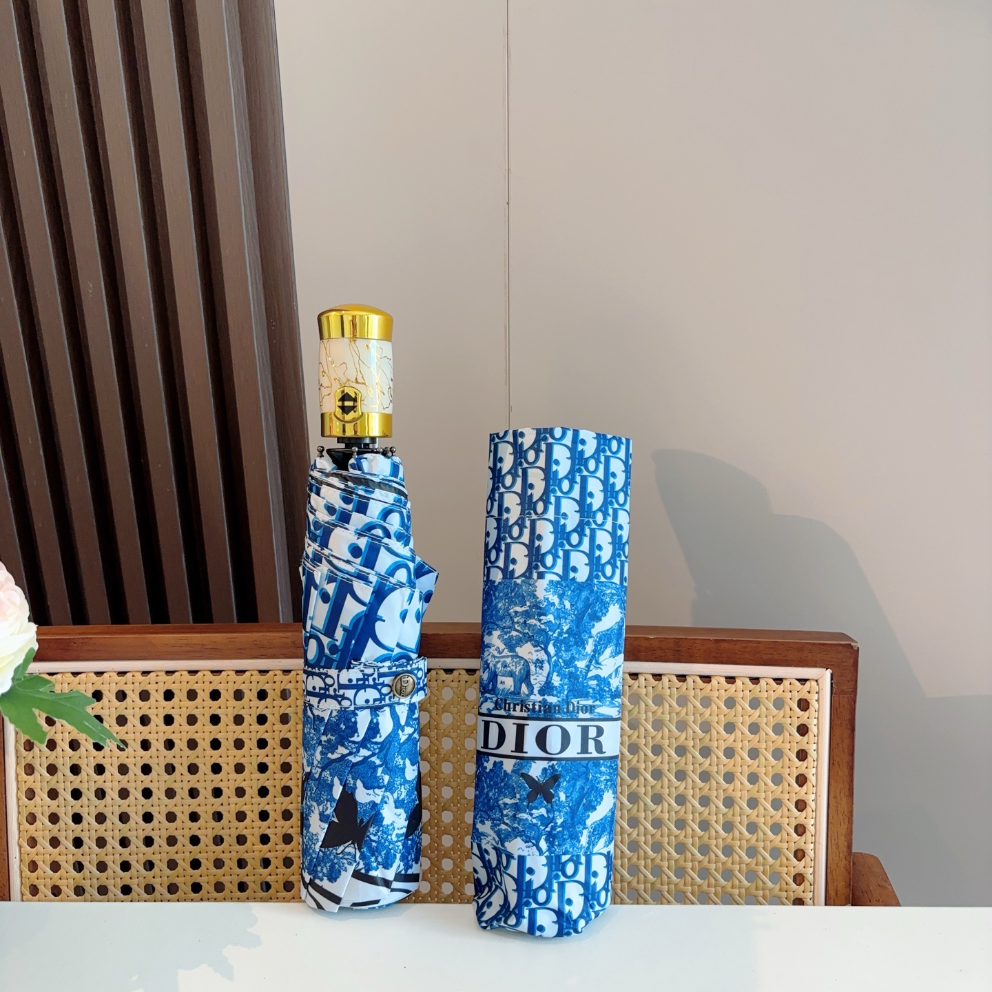  DIOR（迪奥） 动物世界 三折自动折叠晴雨伞  时尚原单代工品质 细节精致 看得见的品质 打破一成不