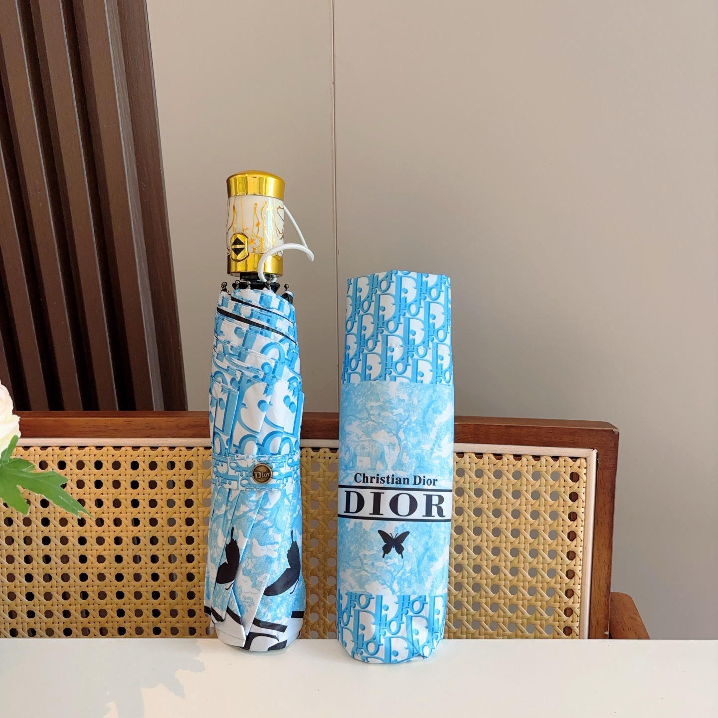  DIOR（迪奥） 动物世界 三折自动折叠晴雨伞  时尚原单代工品质 细节精致 看得见的品质 打破一成不