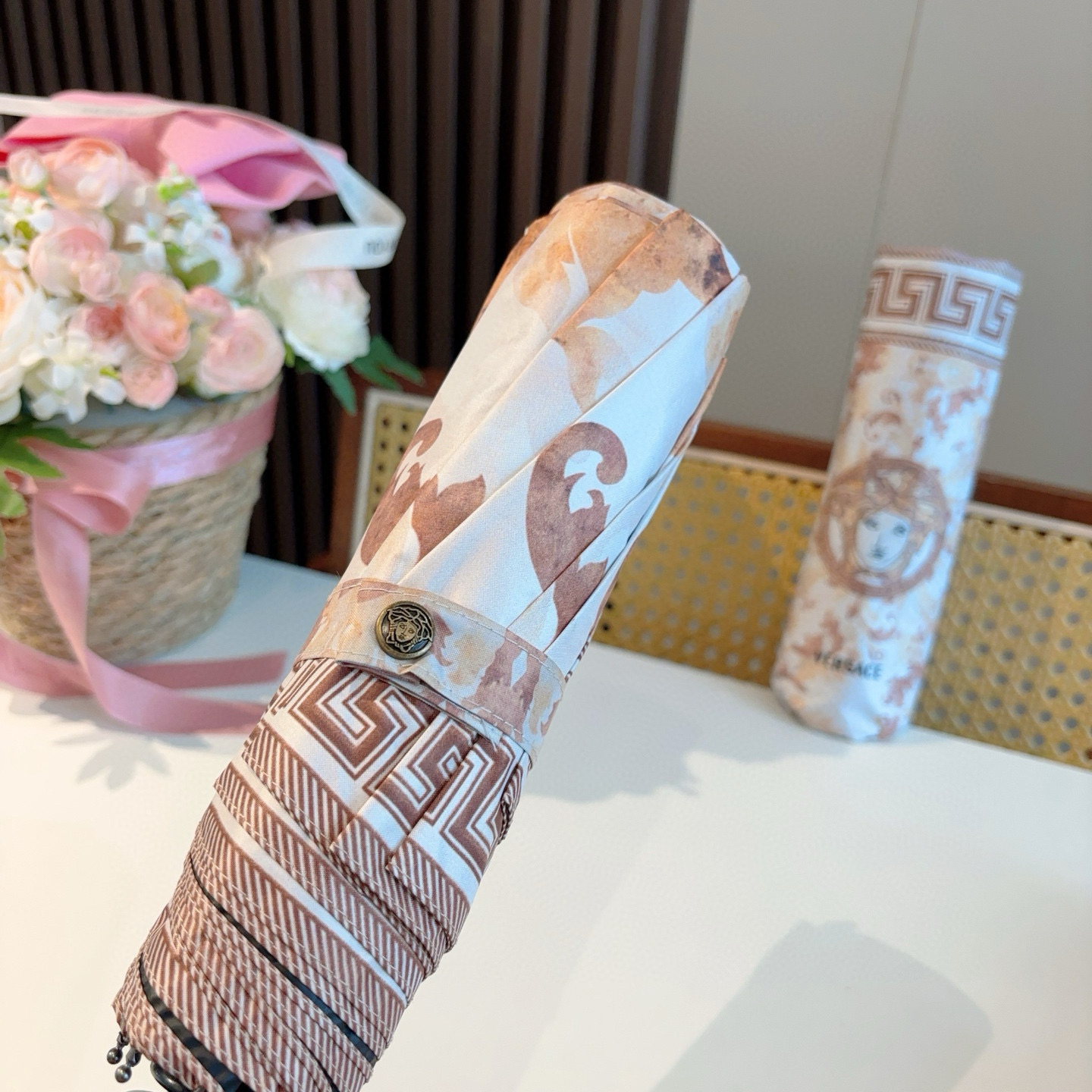  范思哲（VERSACE）新款 三折自动折叠晴雨伞 年度最新火爆单品  原单代工级品质 第一代210T碰