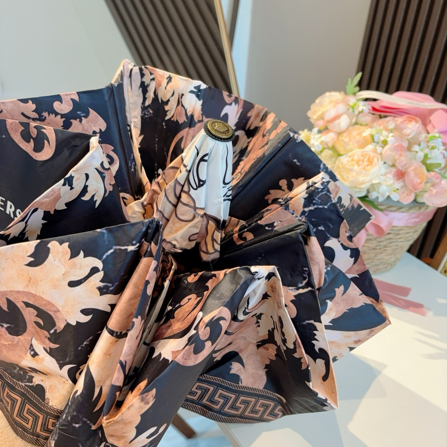  范思哲（VERSACE）新款 三折自动折叠晴雨伞 年度最新火爆单品  原单代工级品质 第一代210T碰