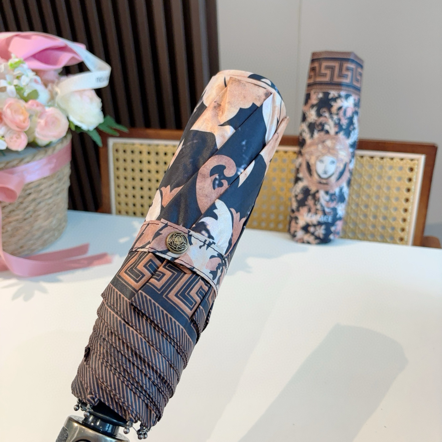  范思哲（VERSACE）新款 三折自动折叠晴雨伞 年度最新火爆单品  原单代工级品质 第一代210T碰