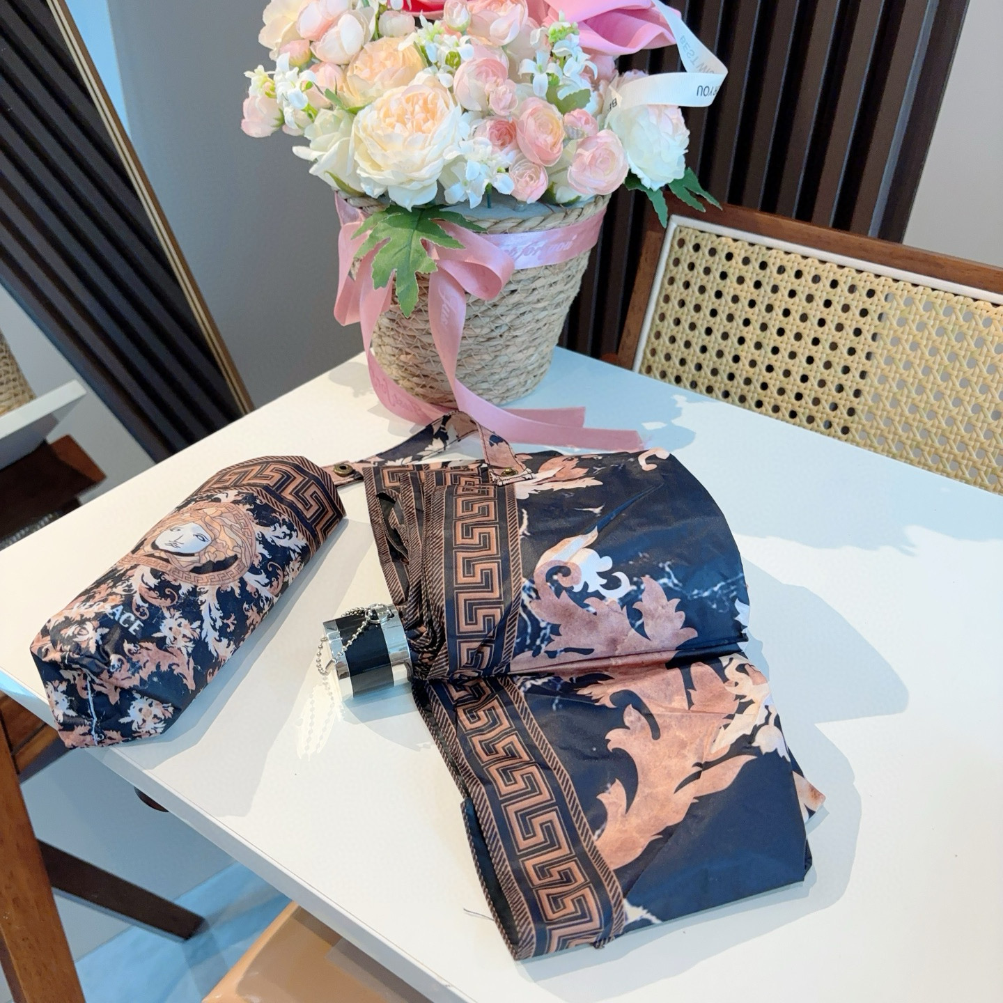  范思哲（VERSACE）新款 五折手开折叠晴雨伞 年度最新火爆单品  原单代工级品质 第一代210T碰