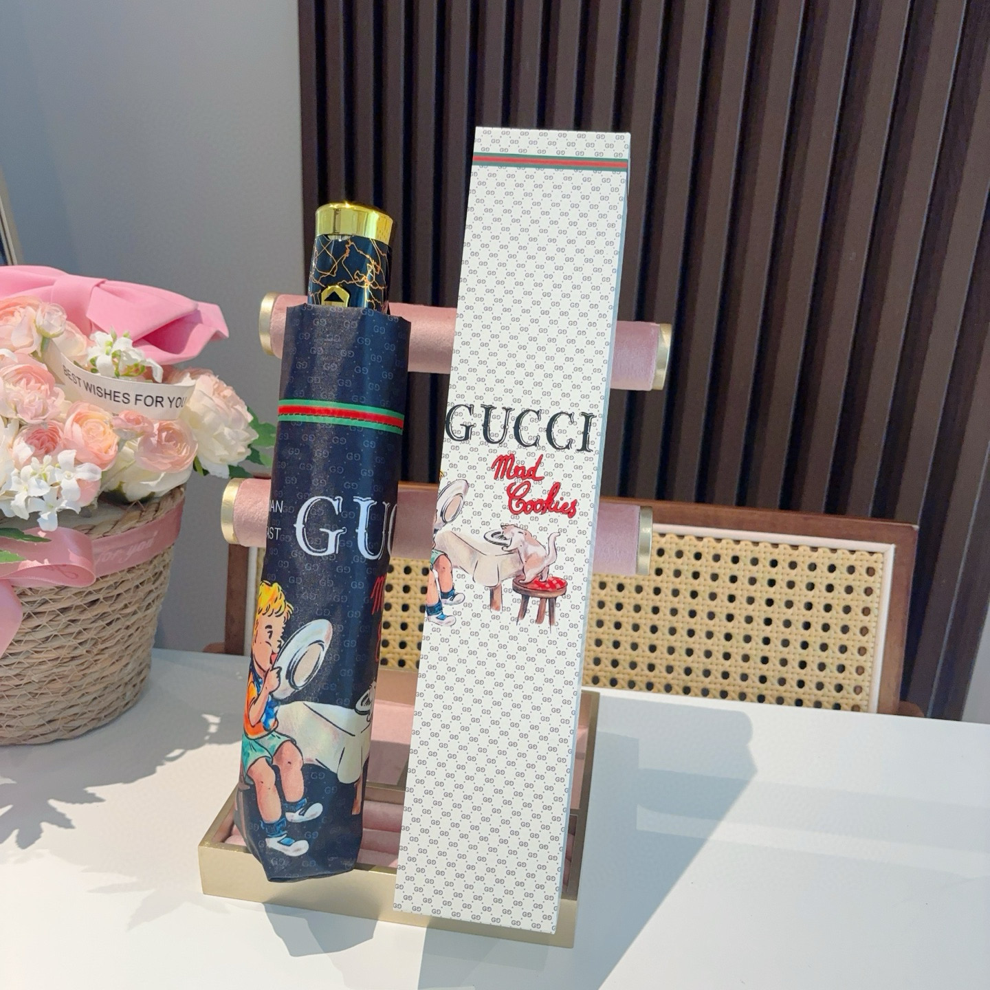 GUCCI（古奇）新款  三折自动折叠晴雨伞 选用台湾进口UV防紫外线伞布 原单代工级品质  🌹
