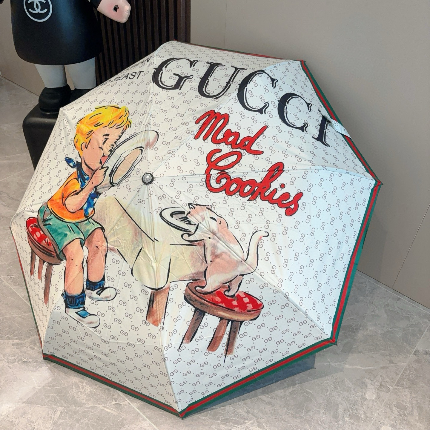 GUCCI（古奇）新款  三折自动折叠晴雨伞 选用台湾进口UV防紫外线伞布 原单代工级品质  🌹