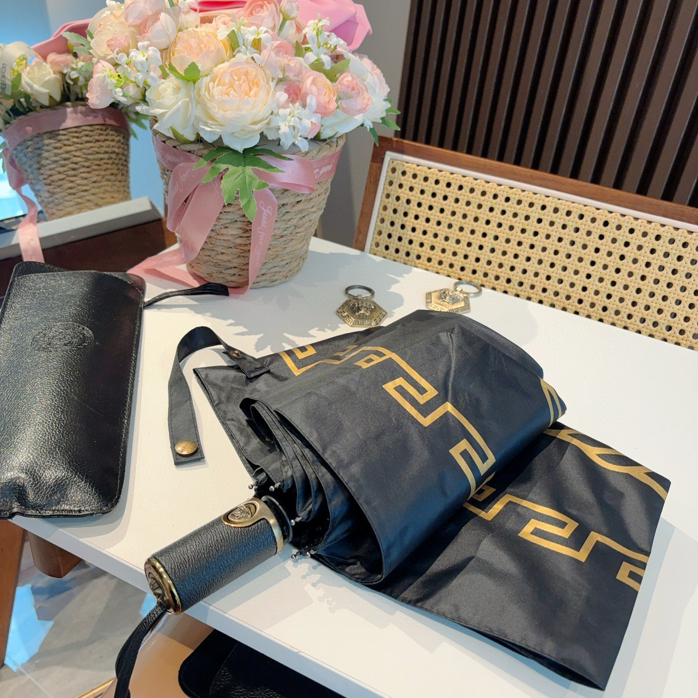  范思哲（VERSACE）新款 三折自动折叠晴雨伞 年度最新火爆单品  原单代工级品质 第一代210T碰