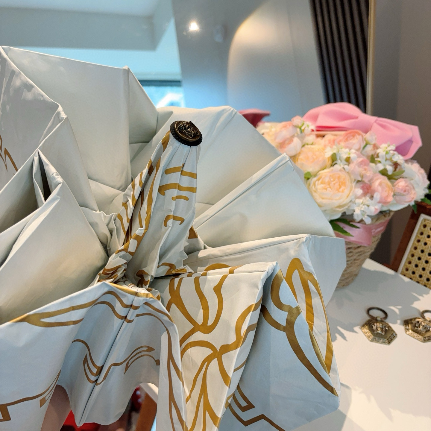 范思哲（VERSACE）新款 三折自动折叠晴雨伞 年度最新火爆单品  原单代工级品质 第一代210T碰