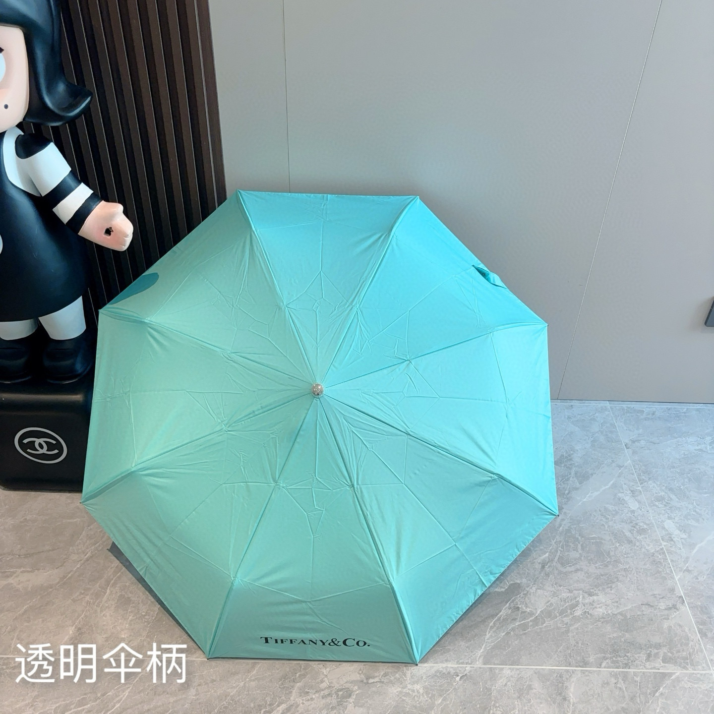 Tiffany蒂芙尼 透明手柄三折自动折叠晴雨伞 火爆来袭 夏日里的小清新 高效阻隔紫外线涂层 有伞随行