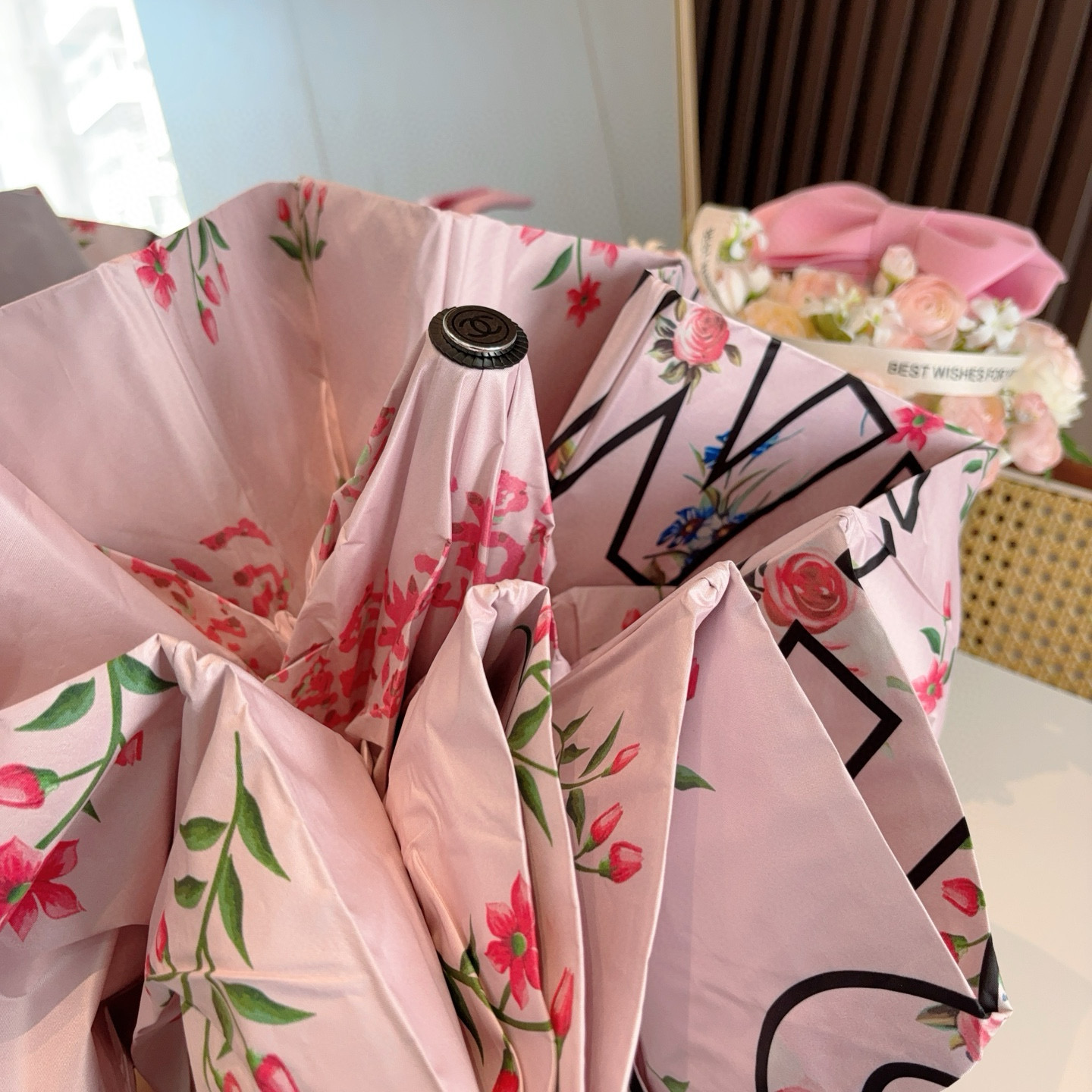  CHANEL（香奈儿）三折自动折叠晴雨伞 选用台湾进口UV防紫外线伞布 原单代工级品质  
