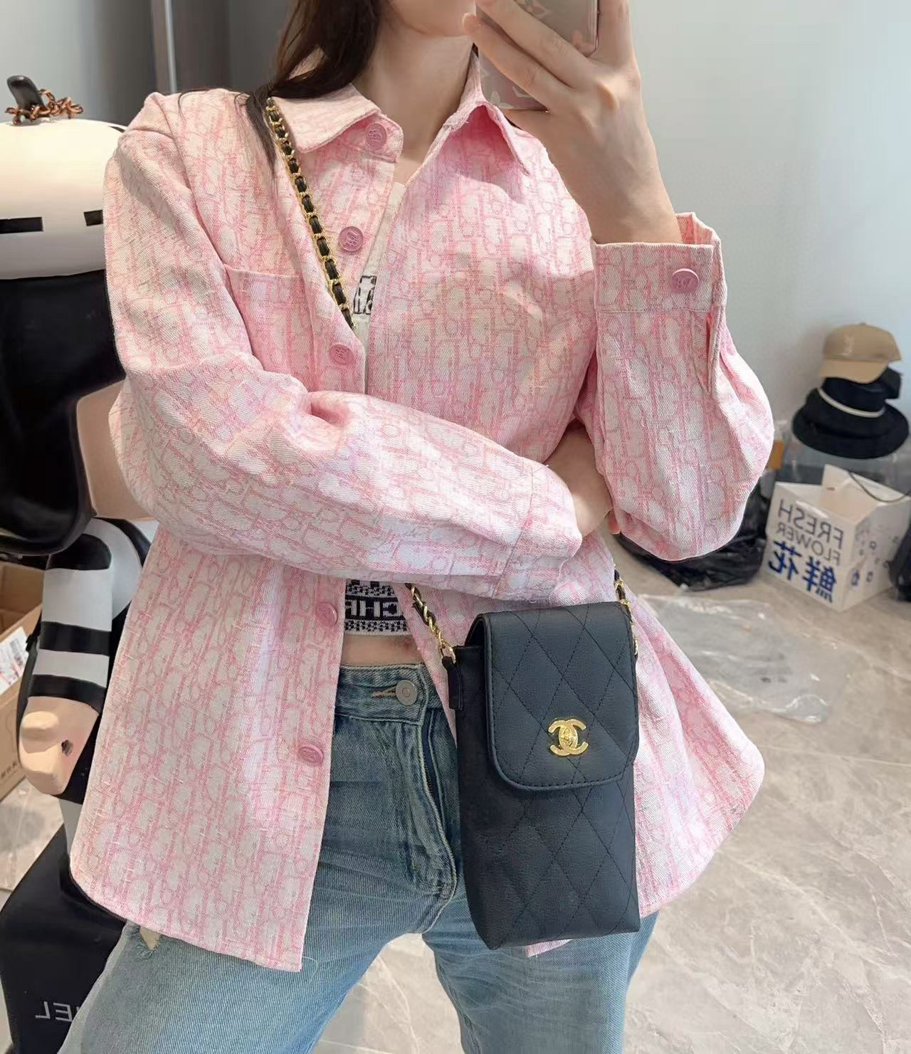  Chanel香奈儿 拼接五折小巧 配送链包 配套包装盒 链包可放手机  时尚博主人手一套，造型神器！出