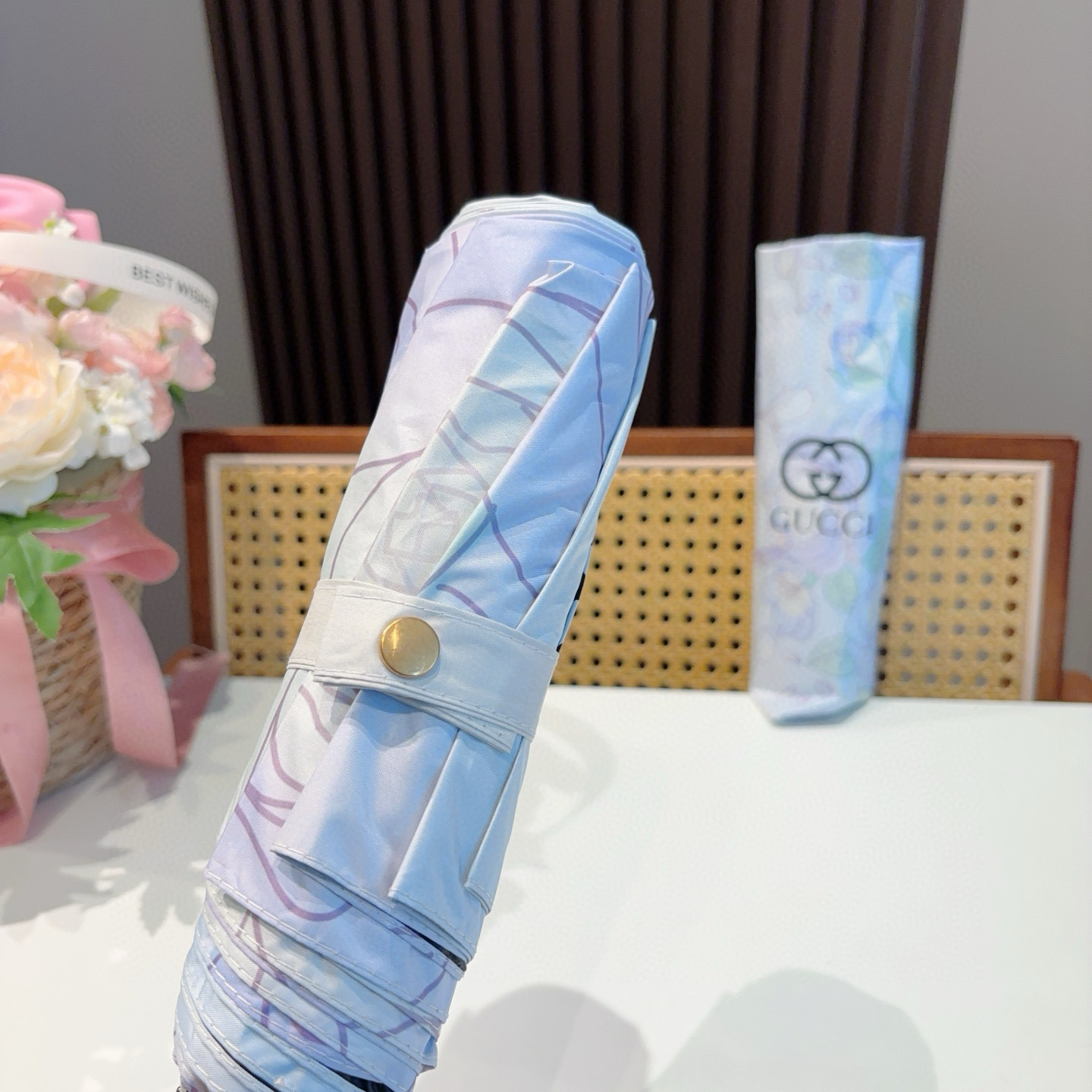  GUCCI（古奇）新款 三折自动折叠晴雨伞 选用台湾进口UV防紫外线伞布 原单代工级品质  🌹