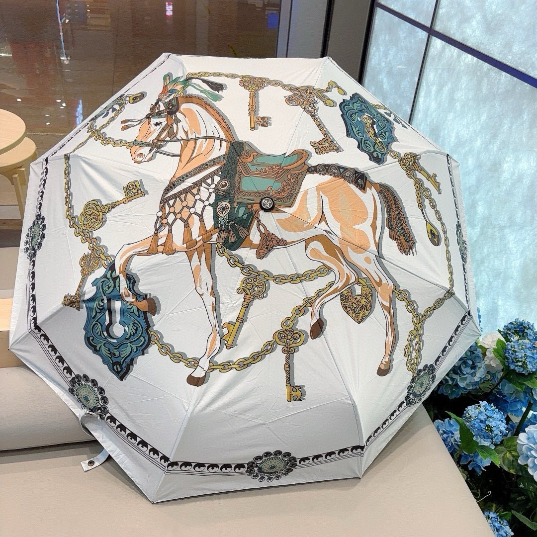     爱马仕（Hermès）  链条马 极品H家三折自动伞重磅呈现 以其精湛的工艺技术和源源不断的想像