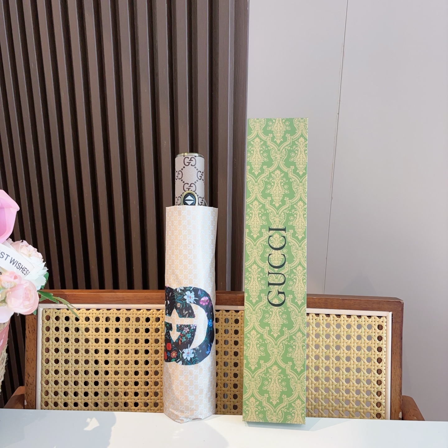 GUCCI（古奇）新款  三折自动折叠晴雨伞 选用台湾进口UV防紫外线伞布 原单代工级品质  🌹