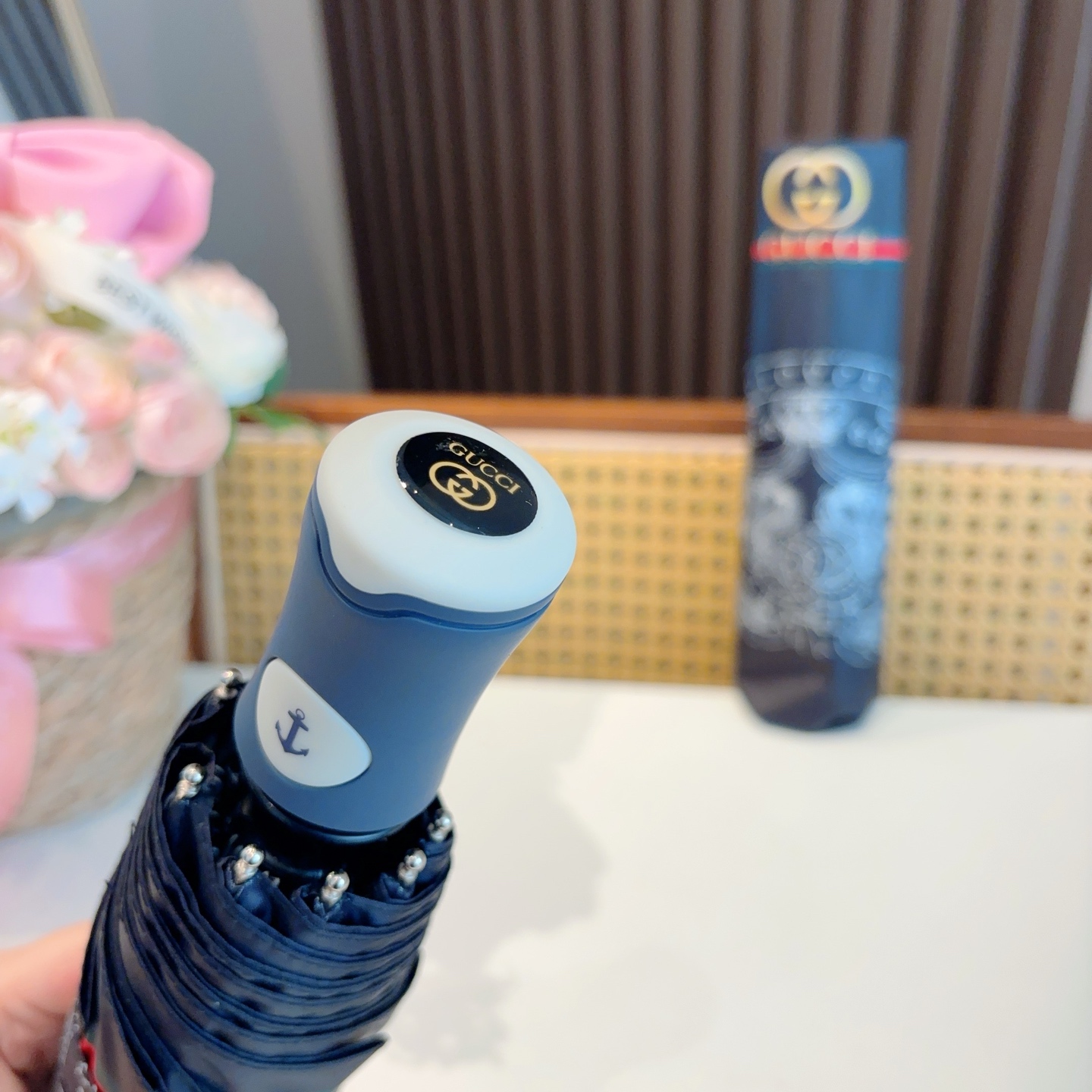  GUCCI（古奇）新款 三折自动折叠晴雨伞 选用台湾进口UV防紫外线伞布 原单代工级品质  🌹