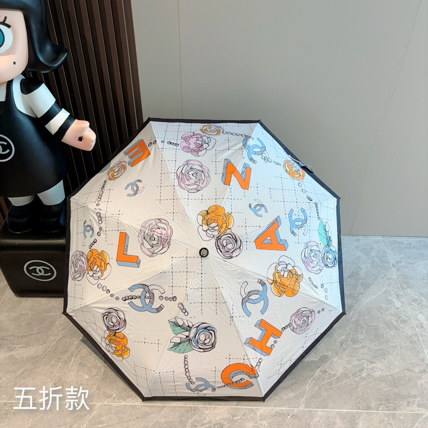  CHANEL（香奈儿）五折手动折叠晴雨伞 选用台湾进口UV防紫外线伞布 原单代工级品质  🌹