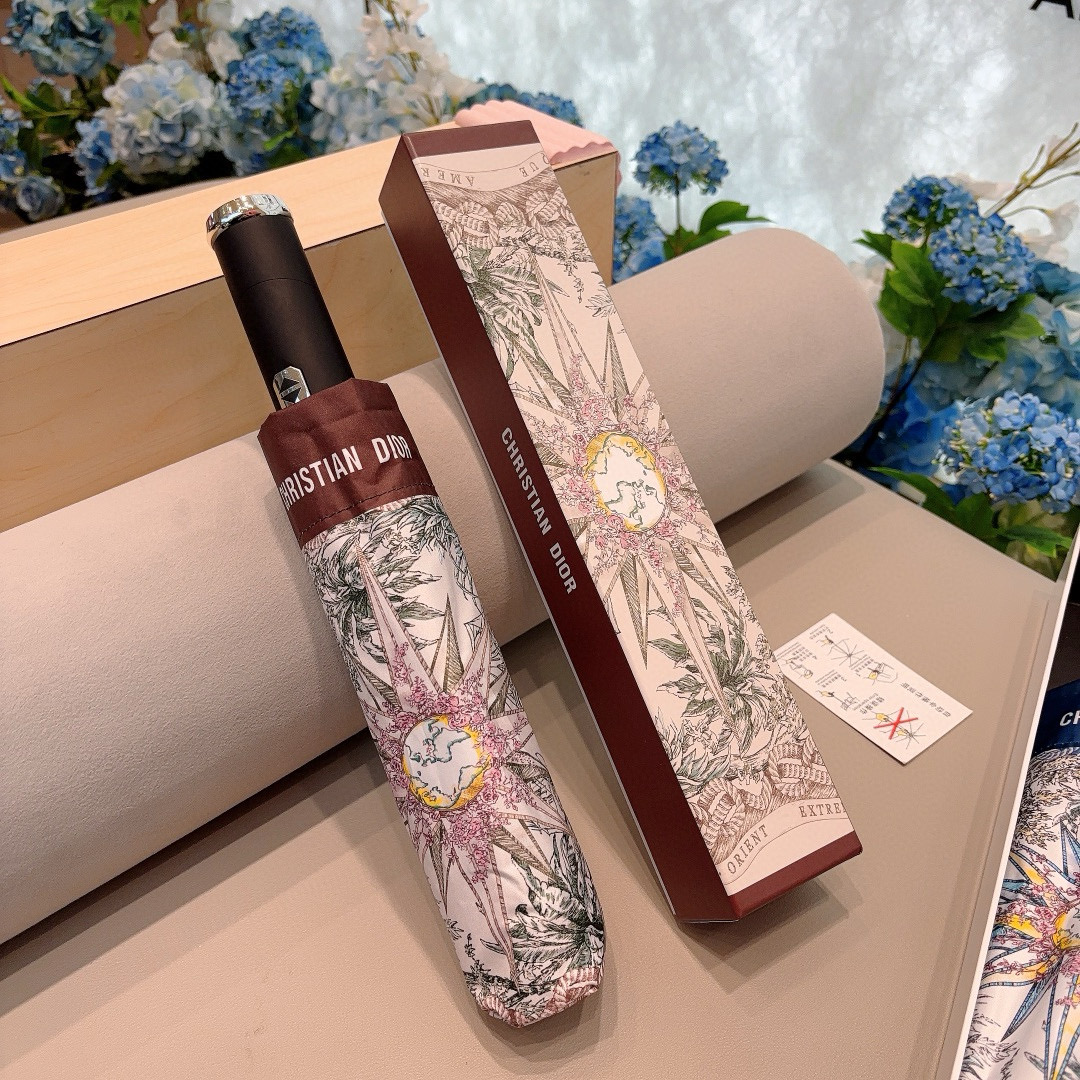  DIOR（迪奥）新款 带灯光 三折自动折叠晴雨伞  时尚原单代工品质 细节精致 看得见的品质 打破一成