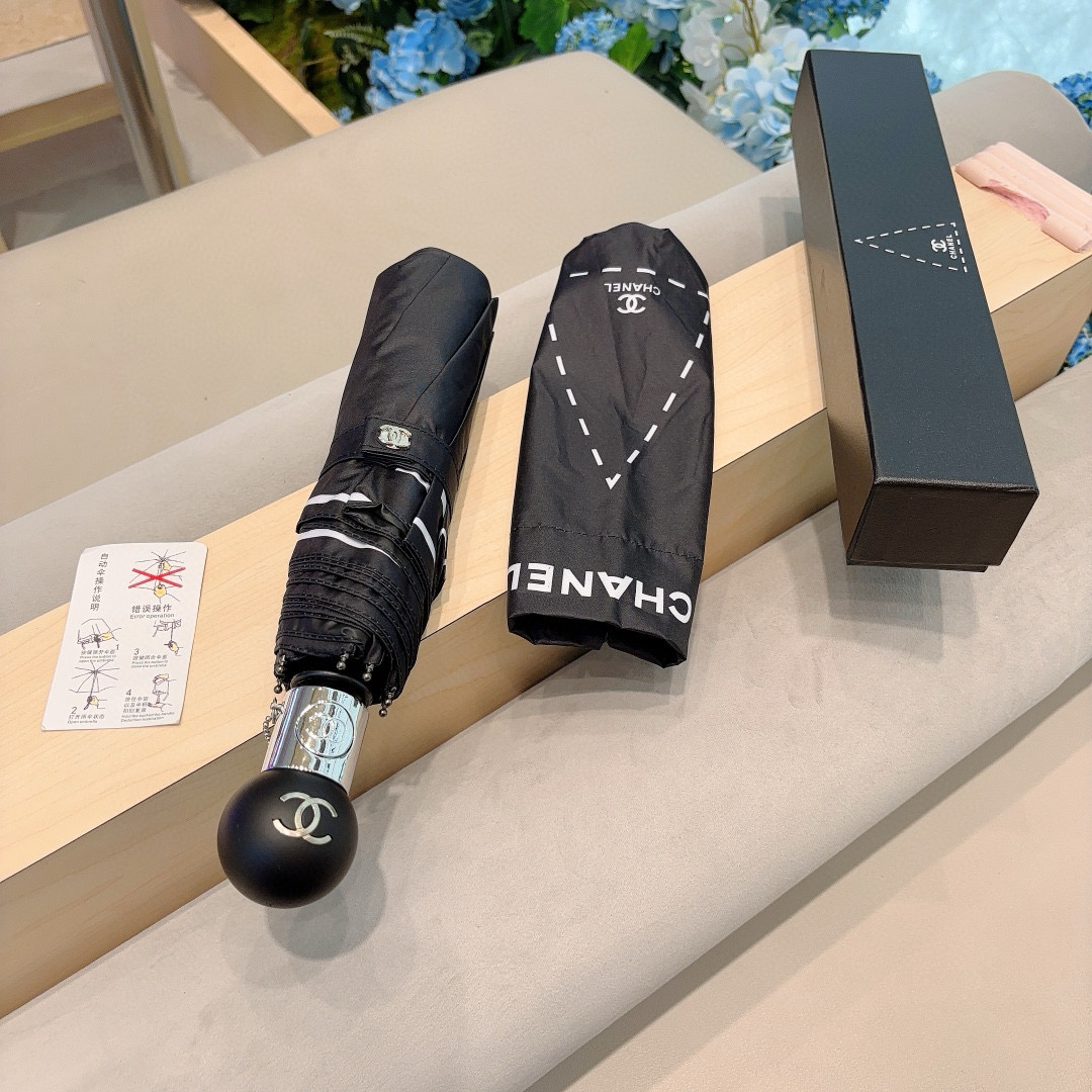  CHANEL（香奈儿）三折自动折叠晴雨伞 选用台湾进口UV防紫外线伞布 原单代工级品质 