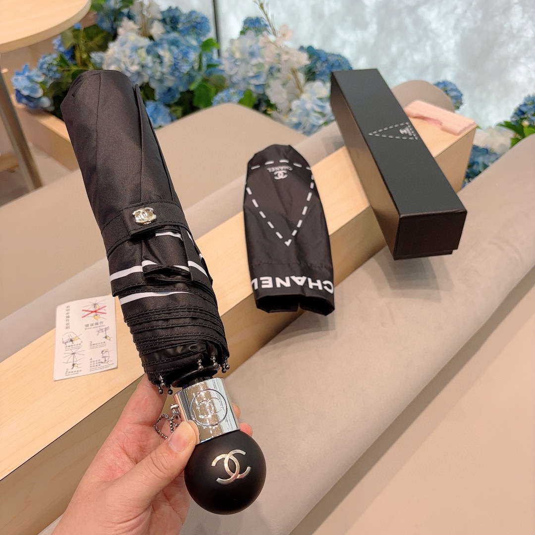  CHANEL（香奈儿）三折自动折叠晴雨伞 选用台湾进口UV防紫外线伞布 原单代工级品质 