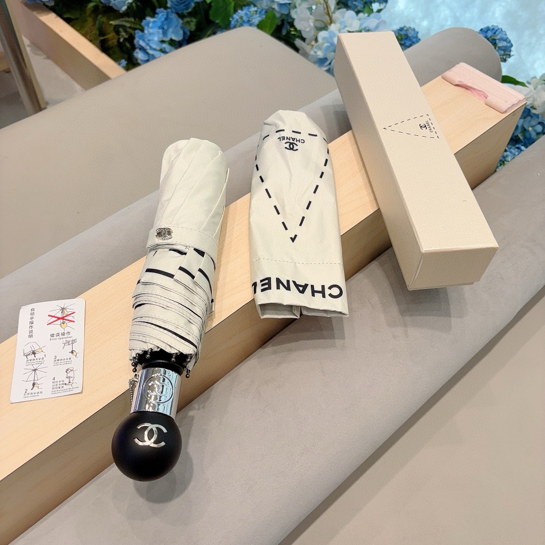  CHANEL（香奈儿）三折自动折叠晴雨伞 选用台湾进口UV防紫外线伞布 原单代工级品质 