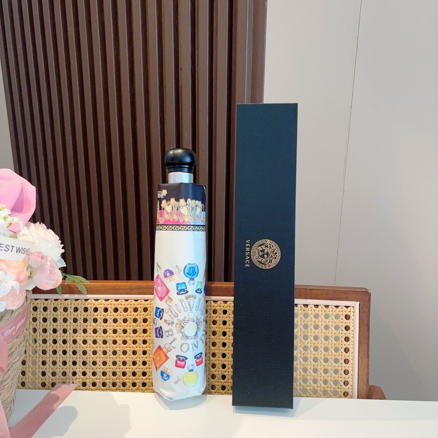  范思哲（VERSACE）新款 三折自动折叠晴雨伞 年度最新火爆单品  原单代工级品质 第一代210T碰