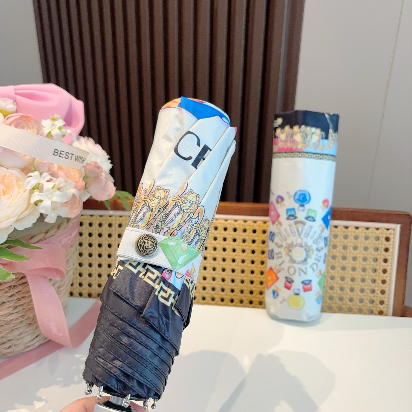  范思哲（VERSACE）新款 三折自动折叠晴雨伞 年度最新火爆单品  原单代工级品质 第一代210T碰