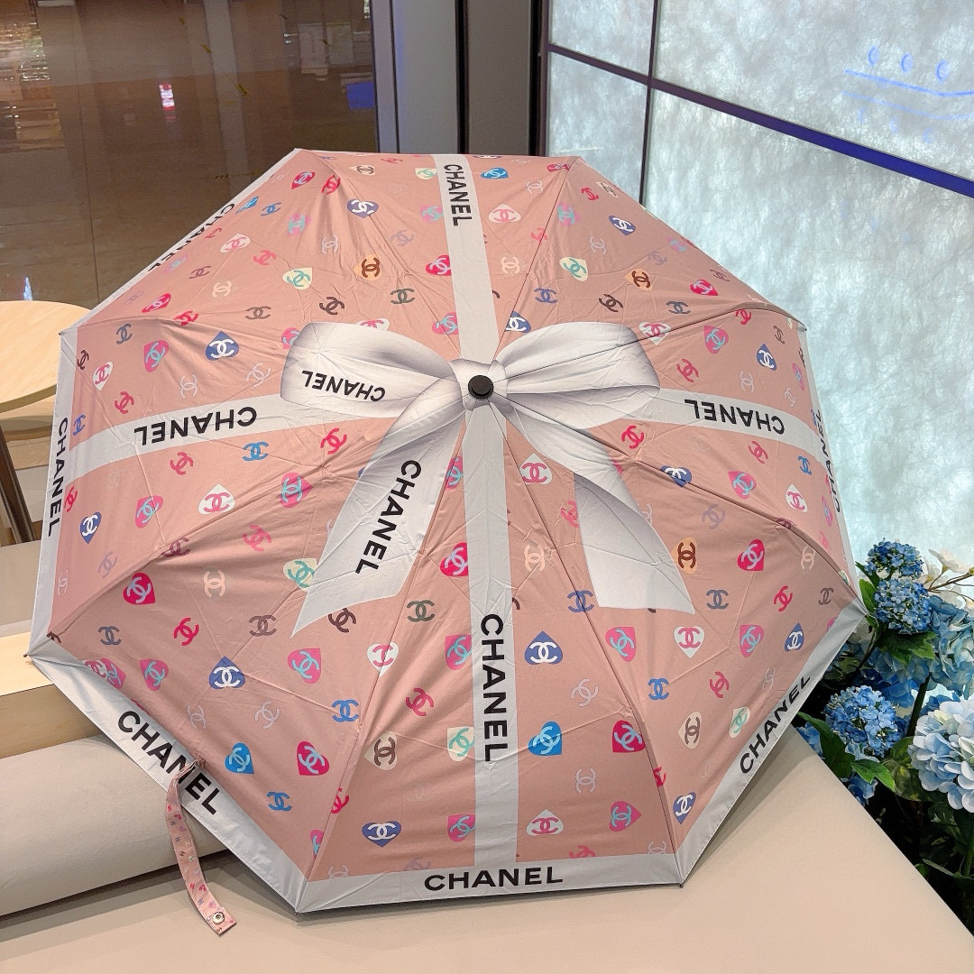  CHANEL（香奈儿）蝴蝶结🎀经典回归🔥🔥三折自动折叠晴雨伞 集合香奈儿灵魂LOGO为一体的设计风格高