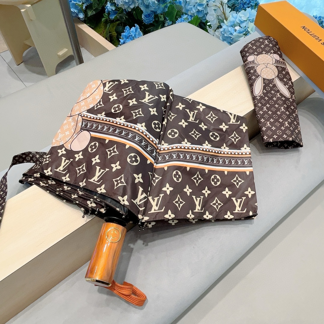  LOUIS VUITTON （路易威登）兔子logo 三折自动折叠晴雨伞 新涂层技术深色伞面 拥有令人