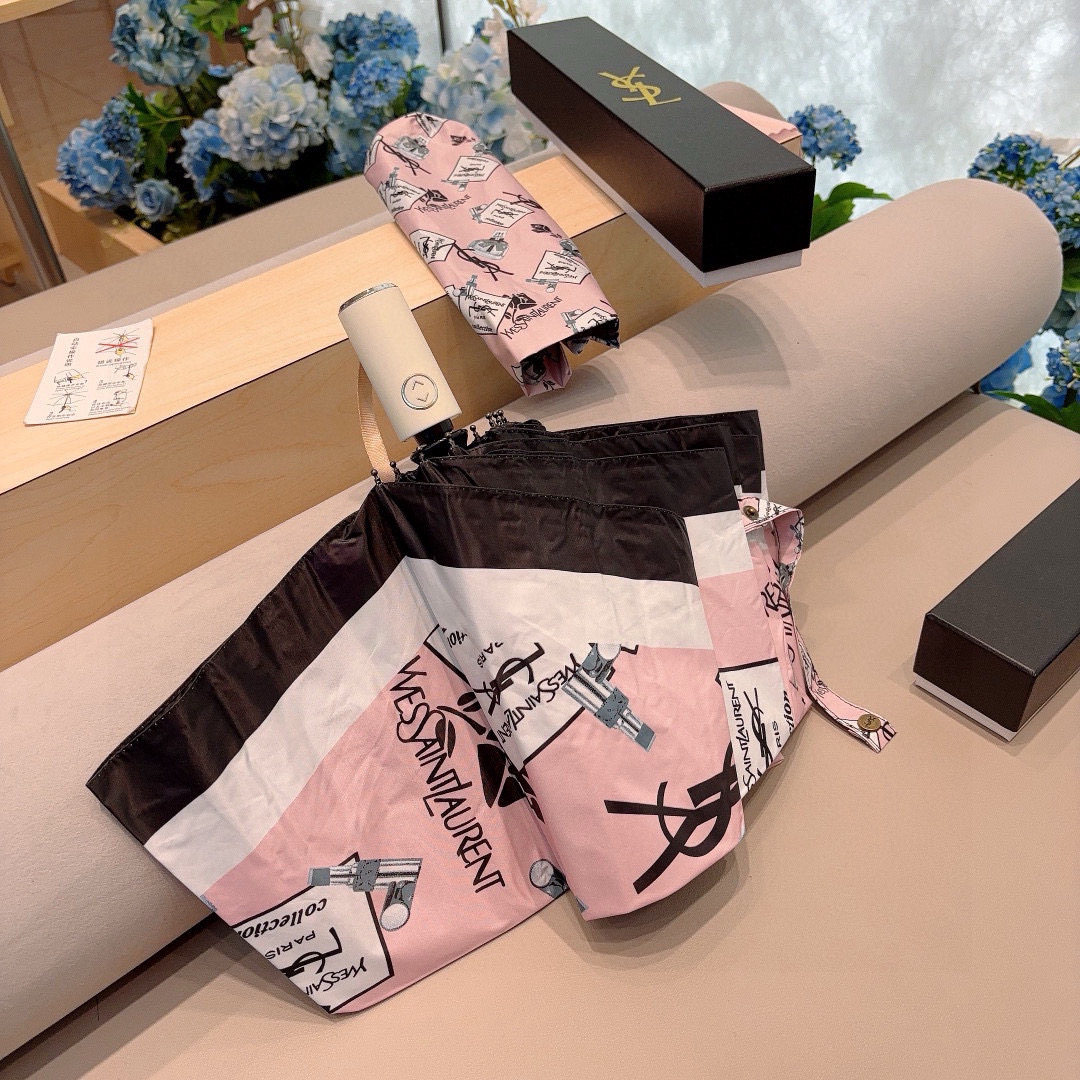  YSL 圣罗兰（Yves Saint Laurent）渐变 三折全自动折叠晴雨伞 超有女人味的新款 采