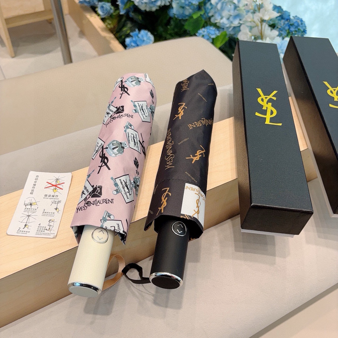  YSL 圣罗兰（Yves Saint Laurent）渐变 三折全自动折叠晴雨伞 超有女人味的新款 采