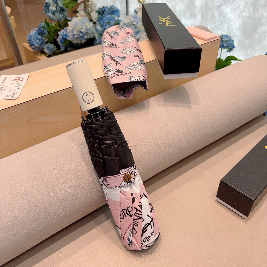  YSL 圣罗兰（Yves Saint Laurent）渐变 三折全自动折叠晴雨伞 超有女人味的新款 采