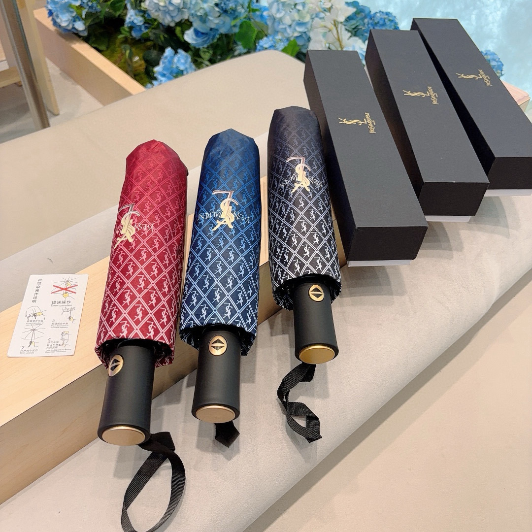  YSL 圣罗兰（Yves Saint Laurent）渐变 三折全自动折叠晴雨伞 超有女人味的新款 采