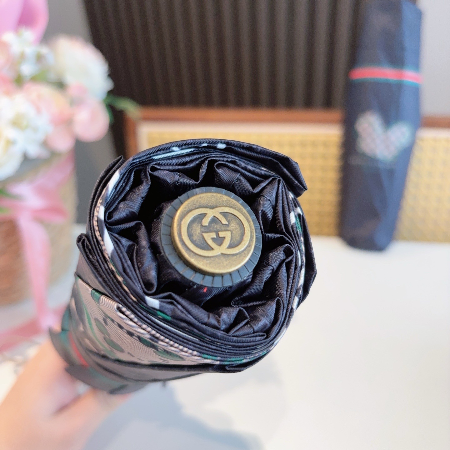GUCCI（古奇）新款  三折自动折叠晴雨伞 选用台湾进口UV防紫外线伞布 原单代工级品质  🌹
