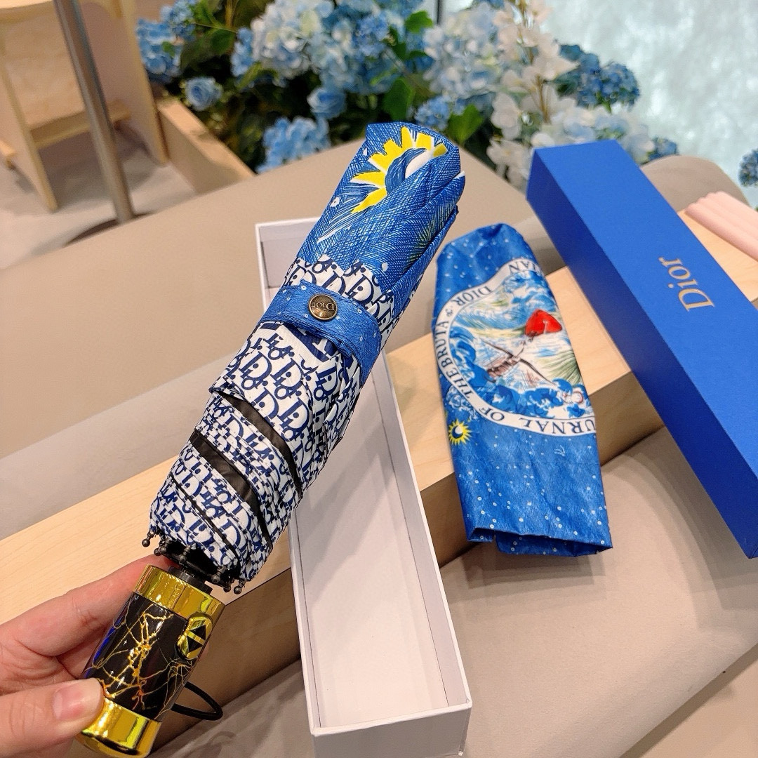   DIOR（迪奥） 三折自动折叠晴雨伞  时尚原单代工品质 细节精致 看得见的品质 打破一成不变 色泽