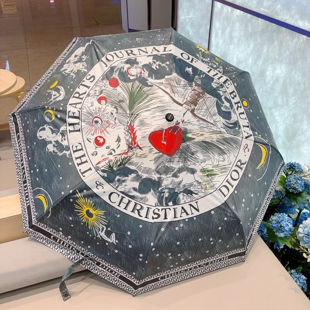   DIOR（迪奥） 三折自动折叠晴雨伞  时尚原单代工品质 细节精致 看得见的品质 打破一成不变 色泽
