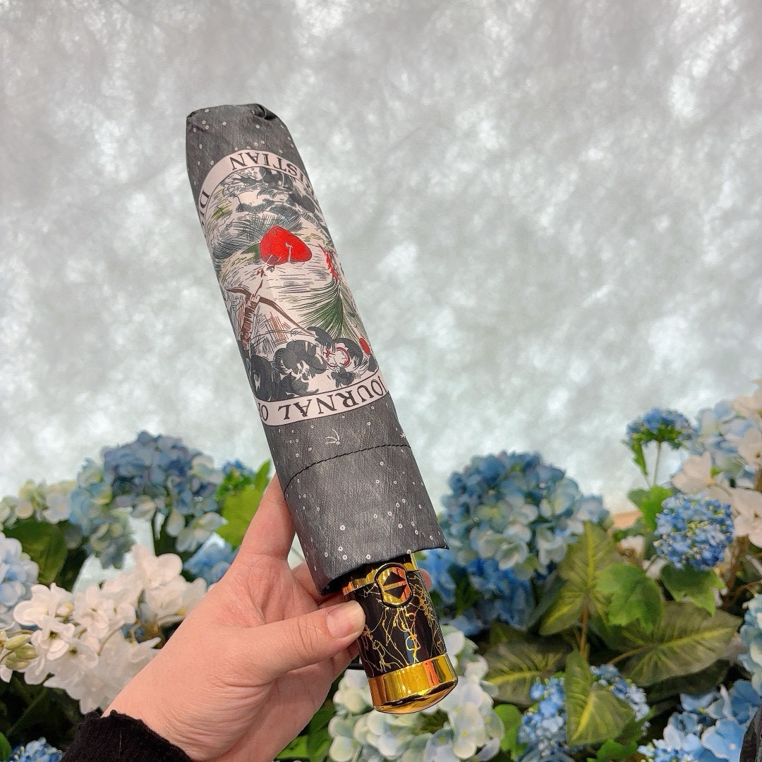   DIOR（迪奥） 三折自动折叠晴雨伞  时尚原单代工品质 细节精致 看得见的品质 打破一成不变 色泽