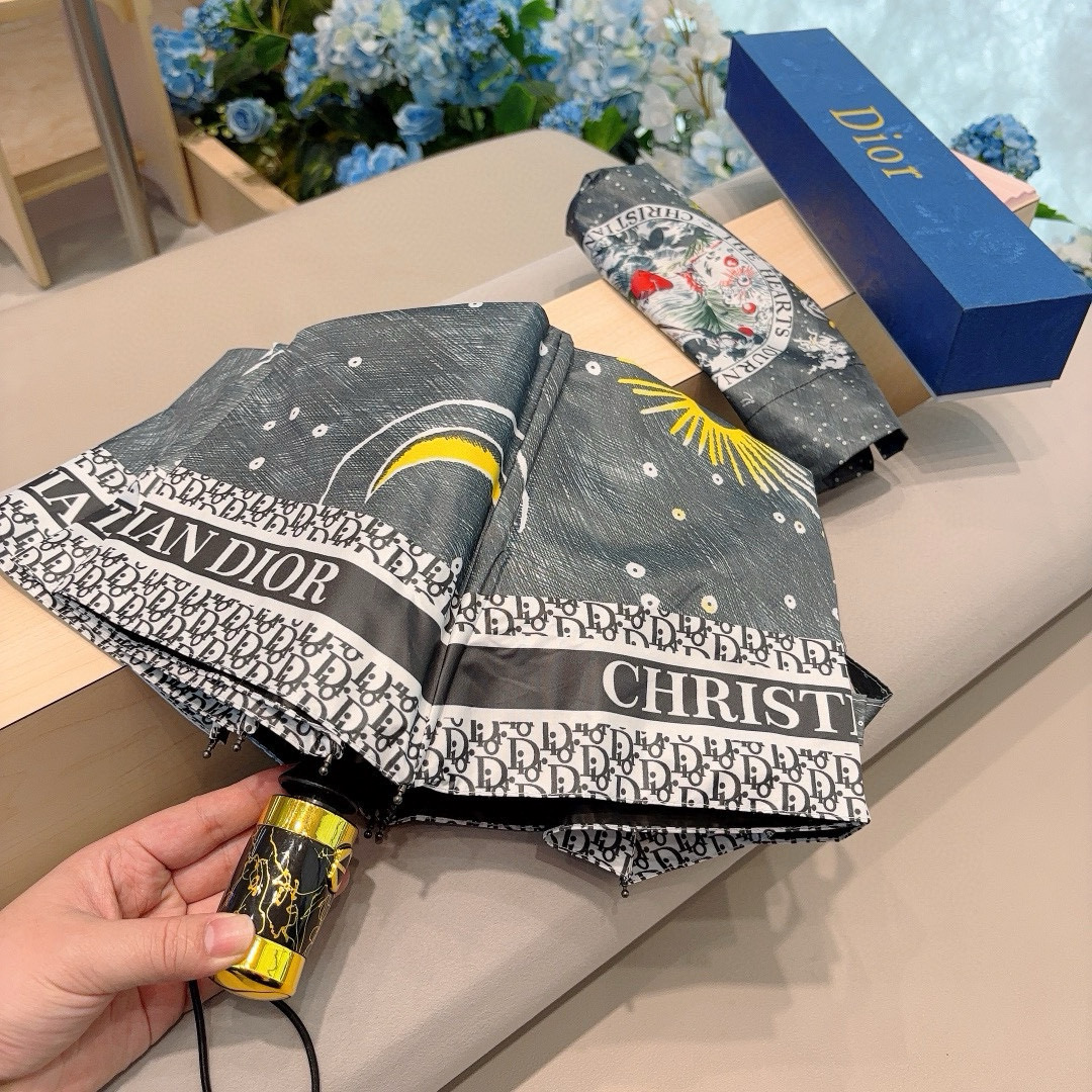   DIOR（迪奥） 三折自动折叠晴雨伞  时尚原单代工品质 细节精致 看得见的品质 打破一成不变 色泽