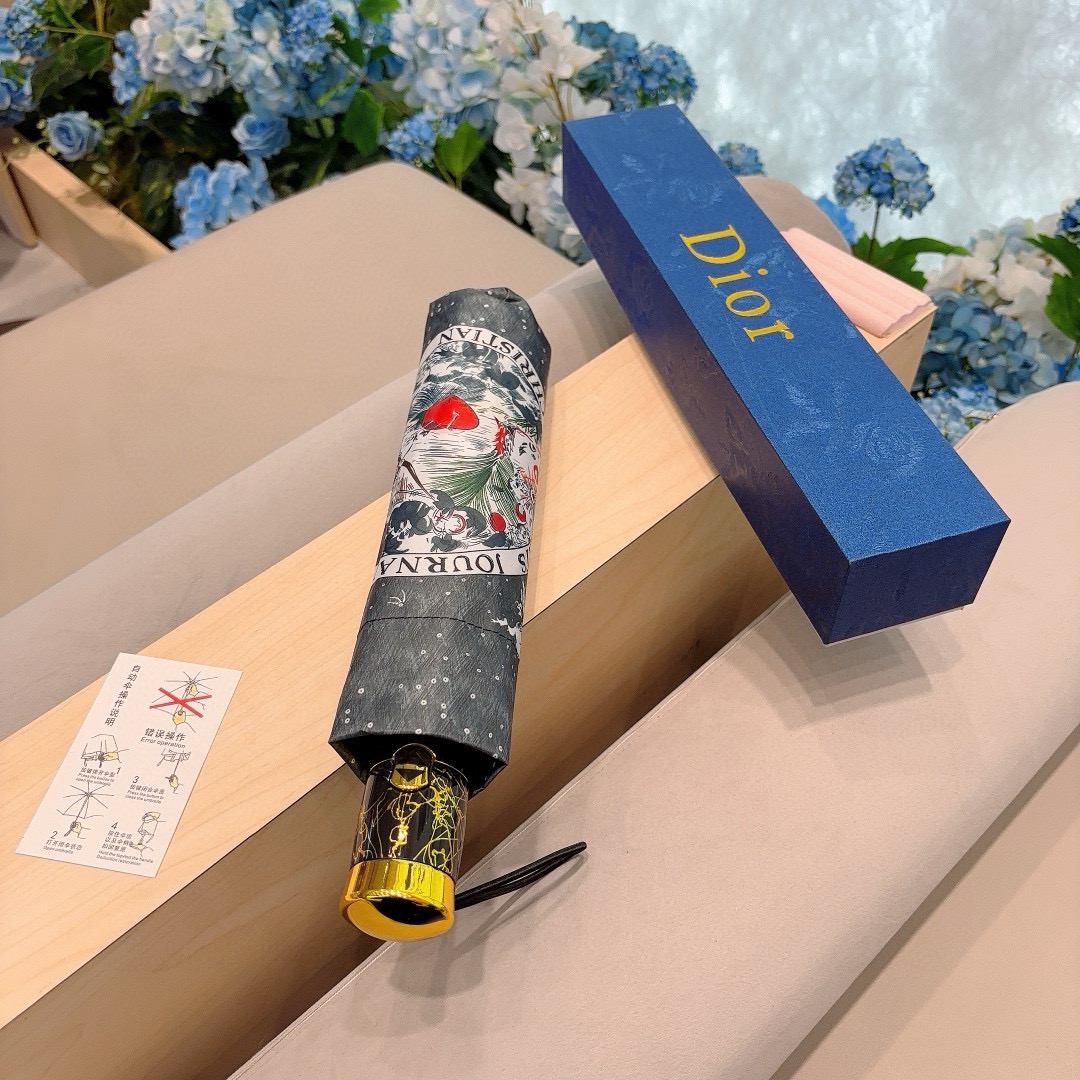   DIOR（迪奥） 三折自动折叠晴雨伞  时尚原单代工品质 细节精致 看得见的品质 打破一成不变 色泽