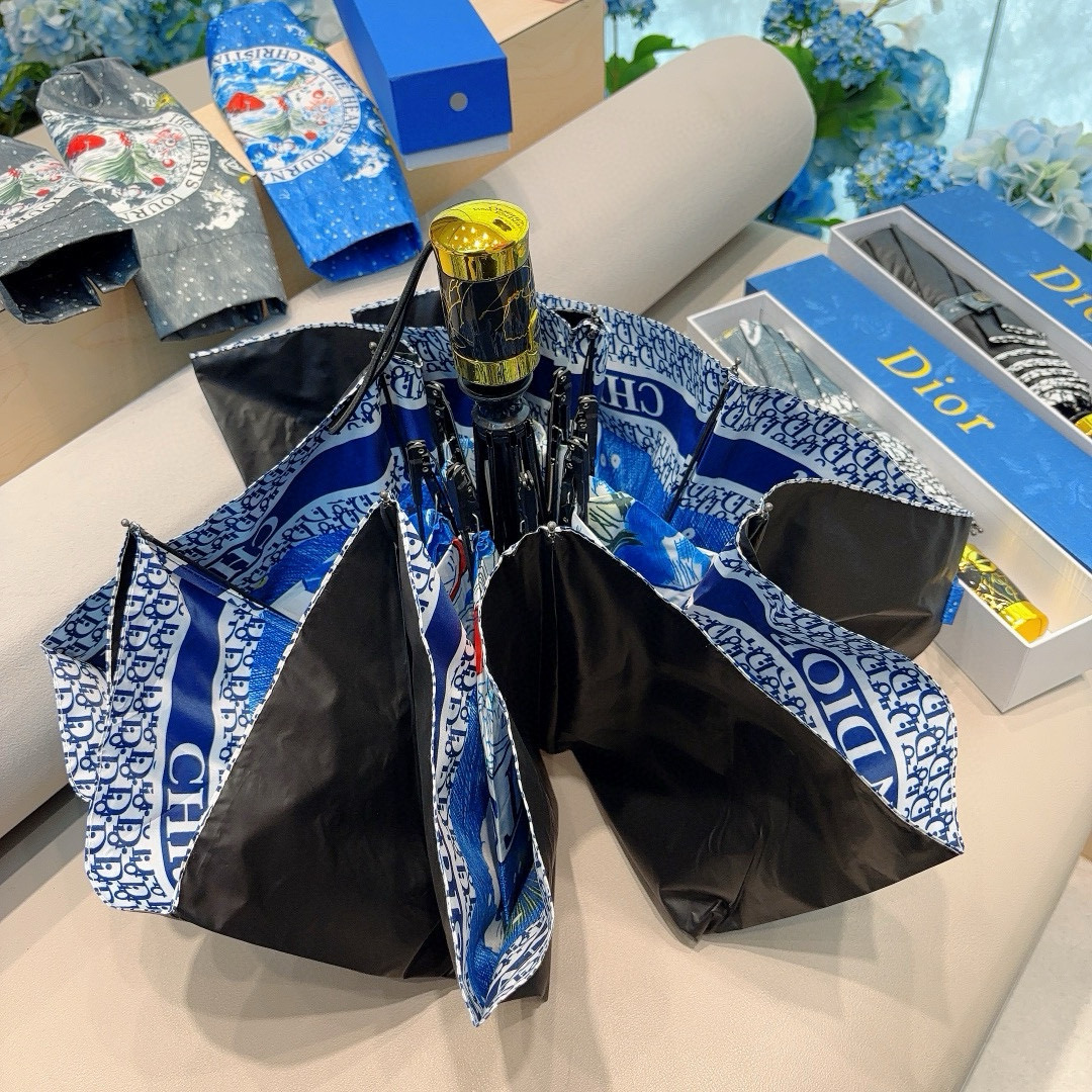   DIOR（迪奥） 三折自动折叠晴雨伞  时尚原单代工品质 细节精致 看得见的品质 打破一成不变 色泽