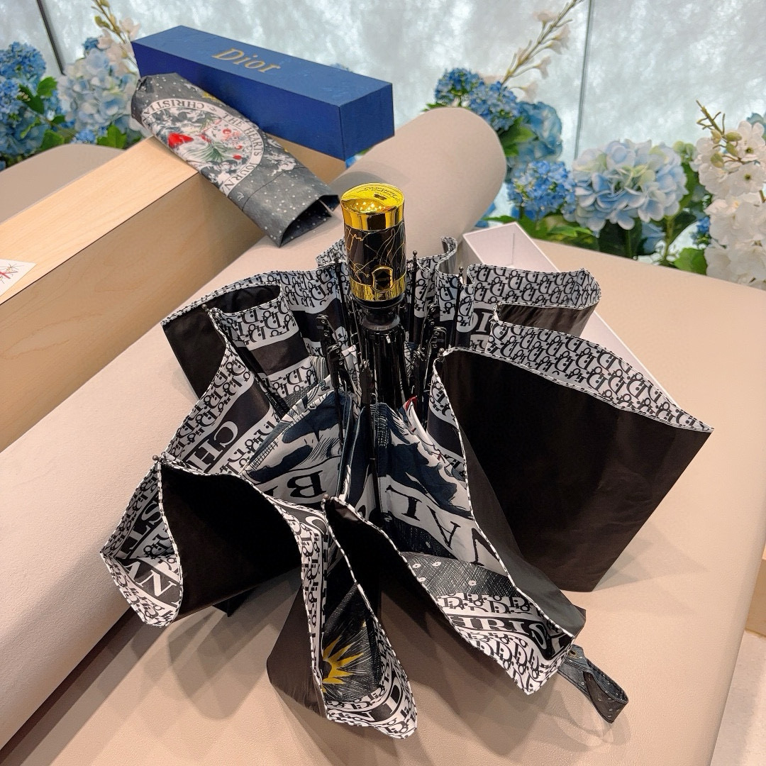   DIOR（迪奥） 三折自动折叠晴雨伞  时尚原单代工品质 细节精致 看得见的品质 打破一成不变 色泽