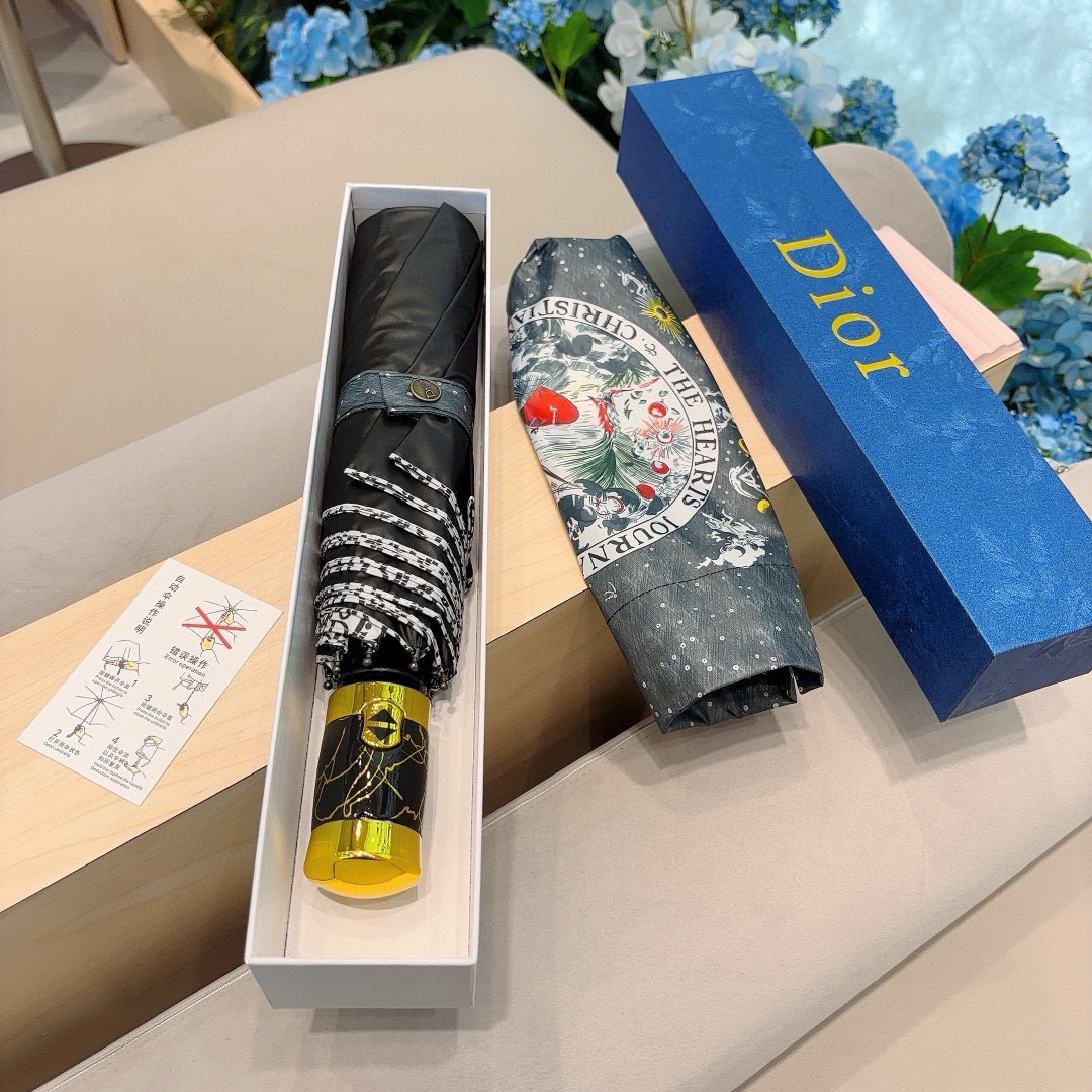   DIOR（迪奥） 三折自动折叠晴雨伞  时尚原单代工品质 细节精致 看得见的品质 打破一成不变 色泽